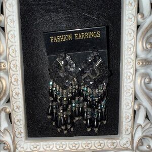 Black Beaded Fashion Earrings